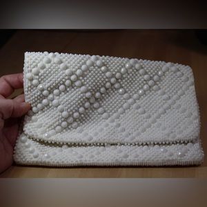 Vintage Designs by Mr Jonas white sparkle beaded clutch
